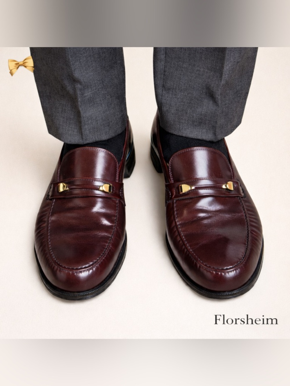 Florsheim Royal Imperial Burgundy Brown Leather Horsebit Loafers 11.5 D Vintage